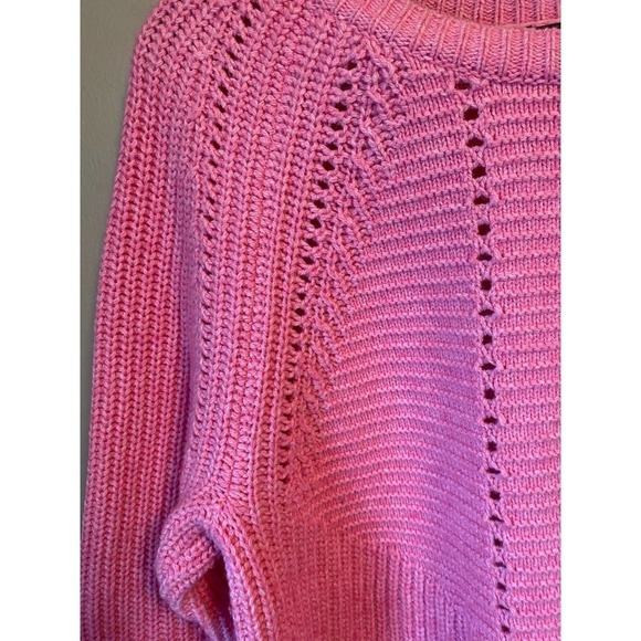 J. Crew Pointelle Knit Cable Pink Sweater - Picture 5 of 10